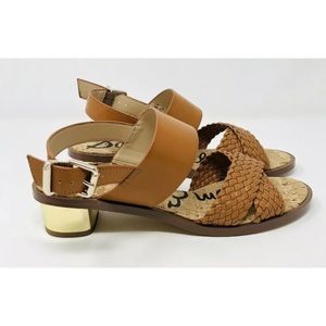 Sam Edelman brown and gold Teena block heel sandal